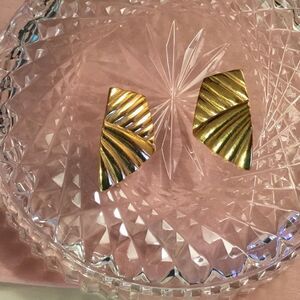 $8 ea or 3/$15. Goldtone Dimensional Fan-like Earrings